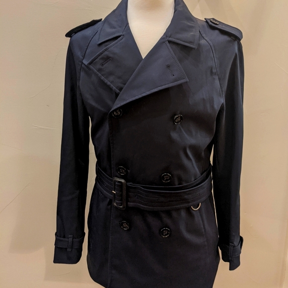 Burberry, Men's Blue Short Chelsea Trench Coat, 50
